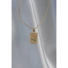 316L Çelik Zincir Gold Renk Renkli Zirkon Taşlı Vintage Kolye