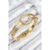 316L Çelik Zirkon Taşlı Çeyrek Takılabilir Gold Renk Kelepçe