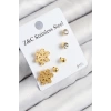 316L Çelik Zirkon Taşlı Kar Tanesi Model Gold Renk Kadın Set Küpe