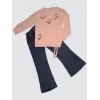 4-5-6 Yaş Kot Pantolonlu Kiraz Desenli Penye Sweat Uzun Kollu 2li Kız Çocuk Takımı