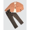 4-5-6 Yaş Kot Pantolonlu Nubukceketli Uzun Kollu Penye Sweat 3lü Erkek Çocuk Takımı