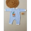 6-9 12-18 18-24 24-36 Ay Animal Nakışlı Bal Peteği Kumaş Es Fermuarlı Erkek Bebek Tulumu