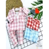 9-12-18-24 Ay Düğme Kapamalı Ekose Desenli 2li Kız Erkek Bebek Pijama Takımı