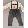9-12-18 Ay Papyonlu Sweat Kot Pantolon 2li Erkek Bebek Salopet Takımı