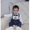 9-12-18 Ay Papyonlu Sweat Kot Pantolon 2li Erkek Bebek Salopet Takımı