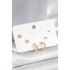 925 Ayar Çivi Pirinç Gold Renk Zirkon Taşlı Yıldız Model Kadın Küpe Seti