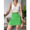 Altı pliseli mini etek yeşil s24705