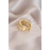 Ayarlamalı Gold Renk Metal Zirkon Taşlı Kalp Model Yüzük