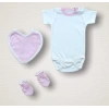 Baharın Çiçekli Kalbi Nakışlı %100 Cotton Antibakteriyel 10lu Zıbın Takımı Hastane Çıkışı