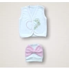Baharın Çiçekli Kalbi Nakışlı %100 Cotton Antibakteriyel 10lu Zıbın Takımı Hastane Çıkışı