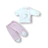 Baharın Çiçekli Kalbi Nakışlı %100 Cotton Antibakteriyel 5li Zıbın Takımı Hastane Çıkışı