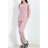 Baskılı Poliviskon Pijama Takımı Koyupembe - 302.1287.