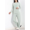 Baskılı Poliviskon Pijama Takımı Yeşil - 302.1287.