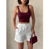 Beli lastikli çift çıtlı şort