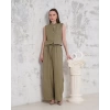 Broşlu yelek pantolon takım haki s255821