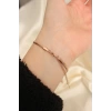 Çelik Rose Renk Dikdörtgen Taşlı İtalyan Zincirli Bileklik