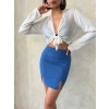 Çift yırtmaçlı etek indigo s25910