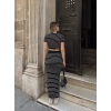 Çizgili etekli takım siyah s3609
