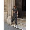 Çizgili etekli takım siyah s3609
