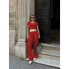 Crop pantolon biyeli takım kırmızı