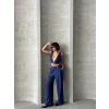Crop pantolon keten takım s255012