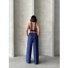 Crop pantolon keten takım s255012