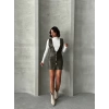 Deri jile elbise haki w24796