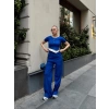 Düğme yakalı saks alt üst takım s3943