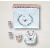 Erguvan Taç Nakışlı %100 Cotton Antibakteriyel Kız Bebek 10lu Zıbın Takımı Hastane Çıkışı