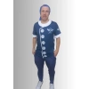 Erkek T-Shirt Chef Baskılı Lacivert (Kesik Elyaf Kumaş)