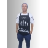 Erkek T-Shirt Chef Cooking Önlük Baskılı Siyah (Kesik Elyaf Kumaş)