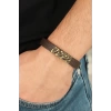 Eskitme Metal Şık Aksesuarlı Kahverengi Deri Erkek Bileklik