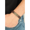 Eskitme Metal Zebra Aksesuarlı Kahverengi Deri Erkek Bileklik