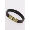 Eskitme Metal Zebra Aksesuarlı Kahverengi Deri Erkek Bileklik