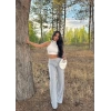 Fitilli şardonlu pantolon gri a4058