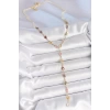 Gold Karışık Renk Zirkon Taşlı Y Pirinç Kolye