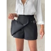 Kadın tokalı şort etek siyah s25449