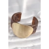 Kahverengi Mermer Desen Akrilik Plastik Gold Daire Plaka Model Vintage Kadın Bilezik