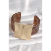 Kahverengi Mermer Desen Akrilik Plastik Gold Kare Plaka Model Vintage Kadın Bilezik