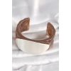 Kahverengi Mermer Desen Akrilik Plastik Gümüş Oval Plaka Model Vintage Kadın Bilezik