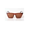 Kahverengi Şeffaf Çerçeveli Unisex Güneş Gözlüğü - Moda Gözlük
