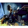 Kanvas Sayılarla Boyama Seti Kasnaklı-çerçeveli Müzik Ve Kadın