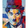 Kanvas Sayılarla Boyama Seti Kasnaklı-çerçeveli Renkli Charlie Chaplin