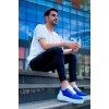 KB-X10 Kuback Sax Süet Beyaz Yüksek Taban Günlük Spor Ayakkabı