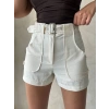Kemer detaylı gabardin şort krem s25289
