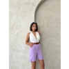 Kemerli gabardin şort lila s25735