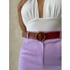 Kemerli gabardin şort lila s25735
