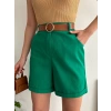 Kemerli gabardin şort yeşil s25735