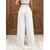 Keten bağcıklı beyaz pantolon
