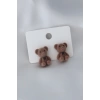 Koyu Kahverengi Renk Ayıcık Figür Kadın Küpe